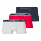 Lot de 3 boxers Armani en coton stretch blanc, noir et rouge