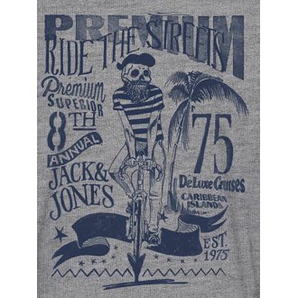 Tee-shirt col rond Jack & Jones Premium Boards en coton mélangé gris floqué