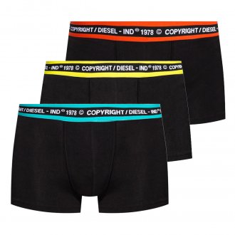 Lot de 3 boxers Diesel Underwear en coton stretch noir à ceintures multicolores
