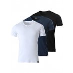 Lot de 3 tee-shirts Diesel Underwear en coton stretch blanc, noir et bleu marine