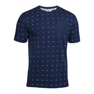 T-shirt col rond Kaporal Ruiz en coton bleu marine à micro motifs blancs