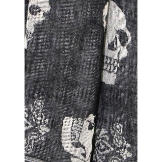 Foulard Kaporal Atet en coton gris à motif têtes de mort blanches