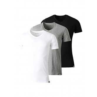 Lot de 3 tee-shirts Diesel Underwear blanc, gris chiné et noir