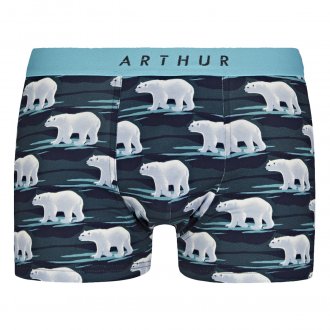 Boxer Arthur en coton stretch bleu gris à motifs ours blancs