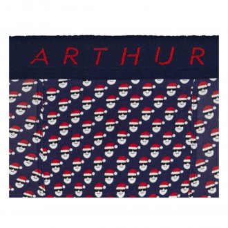 Boxer Arthur en coton stretch bleu marine à motifs père noël