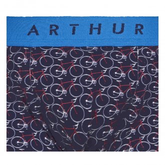Boxer Arthur en coton stretch bleu marine à motifs