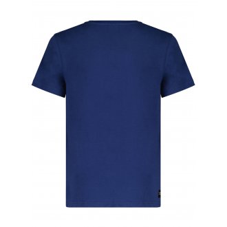 Tee-shirt col rond Deeluxe Junior Clem en coton bleu indigo floqué