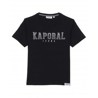 Tee-shirt col rond Kaporal Junior en coton noir floqué