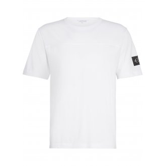 T-shirt droit en coton biologique blanc col ras du cou