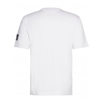 T-shirt droit en coton biologique blanc col ras du cou