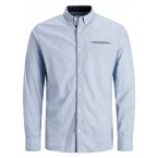 Chemise coupe droite Jack & Jones Premium coton bleu ciel à micro motifs bleu marine