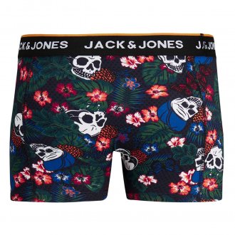 Boxer Jack & Jones en coton à motifs fleurs et têtes de mort multicolores