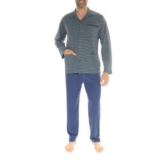 Pyjama long Christian Cane Iliodes en coton bleu marine