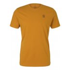 T-shirt en coton Tom Tailor avec un col rond jaune moutarde