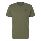 T-shirt en coton Tom Tailor avec un col rond vert kaki
