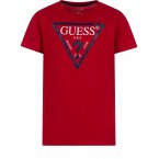 Tee-shirt col rond Guess en coton rouge floqué