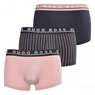 Lot de 3 boxers Hugo Boss en coton stretch noir et rose