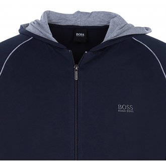 Sweat zippé à capuche Hugo Boss en coton stretch bleu marine