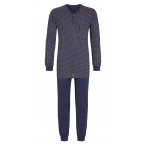 Pyjama long Ringella en coton mélangé : tee-shirt manches longues à micro motifs et pantalon bleu marine