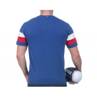 T-Shirt en coton Ruckfield avec un col rond bleu