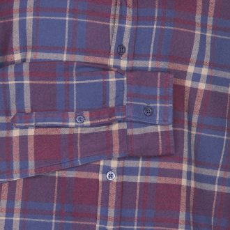 Chemise coupe droite Harris Wilson Didier en coton rouge bordeaux à carreaux bleu marine