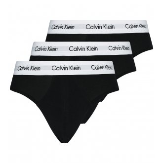 Lot de 3 Slips noirs Calvin Klein en coton stretch, Taille basse