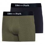 Lot de 2 boxers Eden Park en coton stretch vert kaki et noir