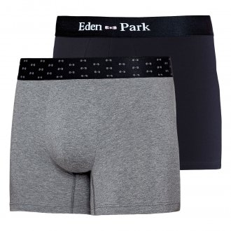 Lot de 2 boxers Eden Park en coton stretch gris chiné et noir
