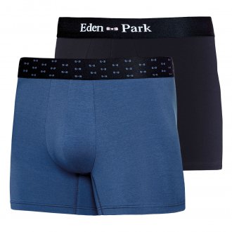 Lot de 2 boxers Eden Park en coton stretch bleu et noir