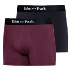 Lot de 2 boxers Eden Park en coton stretch rouge bordeaux et bleu marine