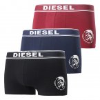 Lot de 3 boxers Diesel Underwear en coton stretch bordeaux, noir et bleu marine