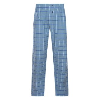 Pyjama long Eminence en coton bleu gris à carreaux