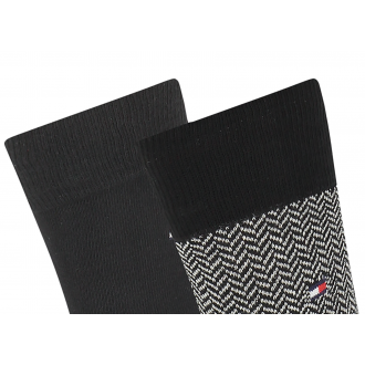 Lot de 2 paires de chaussettes Tommy Hilfiger Underwear en coton stretch mélangé à motifs gris et noirs