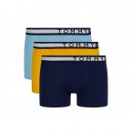 Lot de 3 boxers Tommy Hilfiger en coton stretch bleu marine, bleu clair et jaune