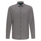 Chemise coupe droite Pierre Cardin en coton stretch noir à micro motifs blancs