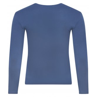 Tee-shirt manches longues Giorgio Armani en coton stretch bleu marine floqué