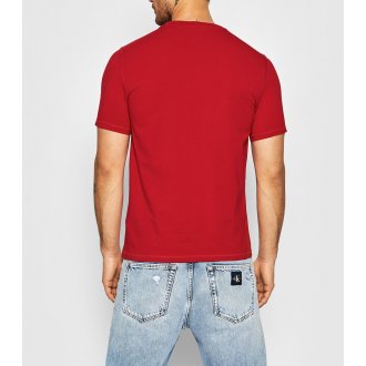 Tee-shirt col rond Guess en coton biologique stretch rouge floqué
