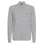 Chemise coupe droite Tommy Hilfiger en coton blanc à micro motifs gris anthracite