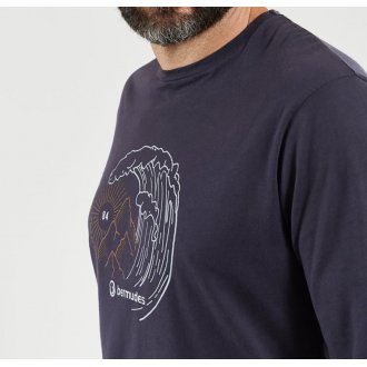 Tee-shirt manches longues col rond Bermudes Versus en coton biologique bleu marine floqué