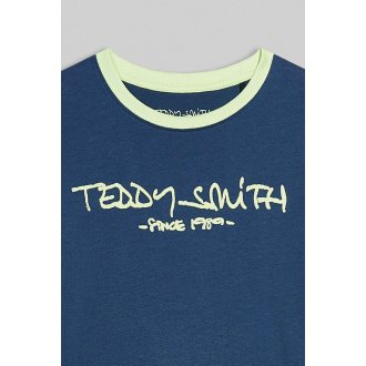 Tee-shirt col rond Teddy Smith Junior en coton bleu marine chiné