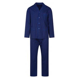 Pyjama long Guasch en coton bleu marine à micro motifs all-over