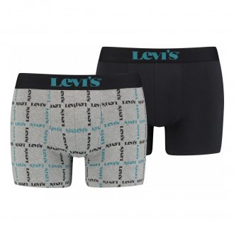 Boxers Levi's® en coton stretch noir et gris, lot de 2