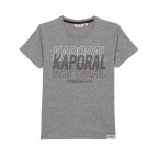 Tee-shirt col rond Kaporal Junior en coton biologique gris chiné floqué
