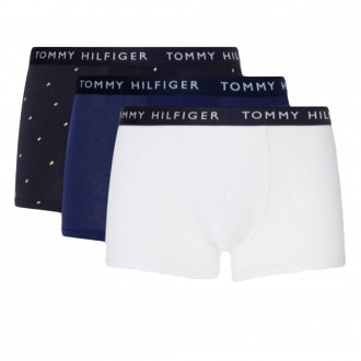 Lot de 3 boxers Tommy Hilfiger en coton stretch bleu marine, blanc et noir à motifs