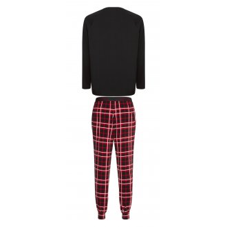 Pyjama long Calvin Klein coton rouge et noir avec logo floqué
