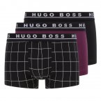 Lot de 3 boxers Hugo Boss en coton stretch noir et mauve
