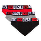 Lot de 3 slips Diesel en coton stretch rouge, noir et gris chiné
