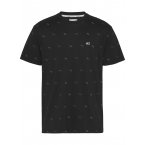 Tee-shirt col rond Tommy Hilfiger en coton biologique noir à motifs