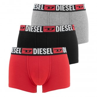 Lot de 3 boxers Diesel en coton mélangé noir, rouge et gris chiné