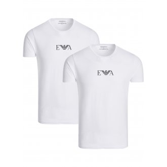 Lot de 2 tee-shirts à manches courtes et col rond Emporio Armani en coton blanc